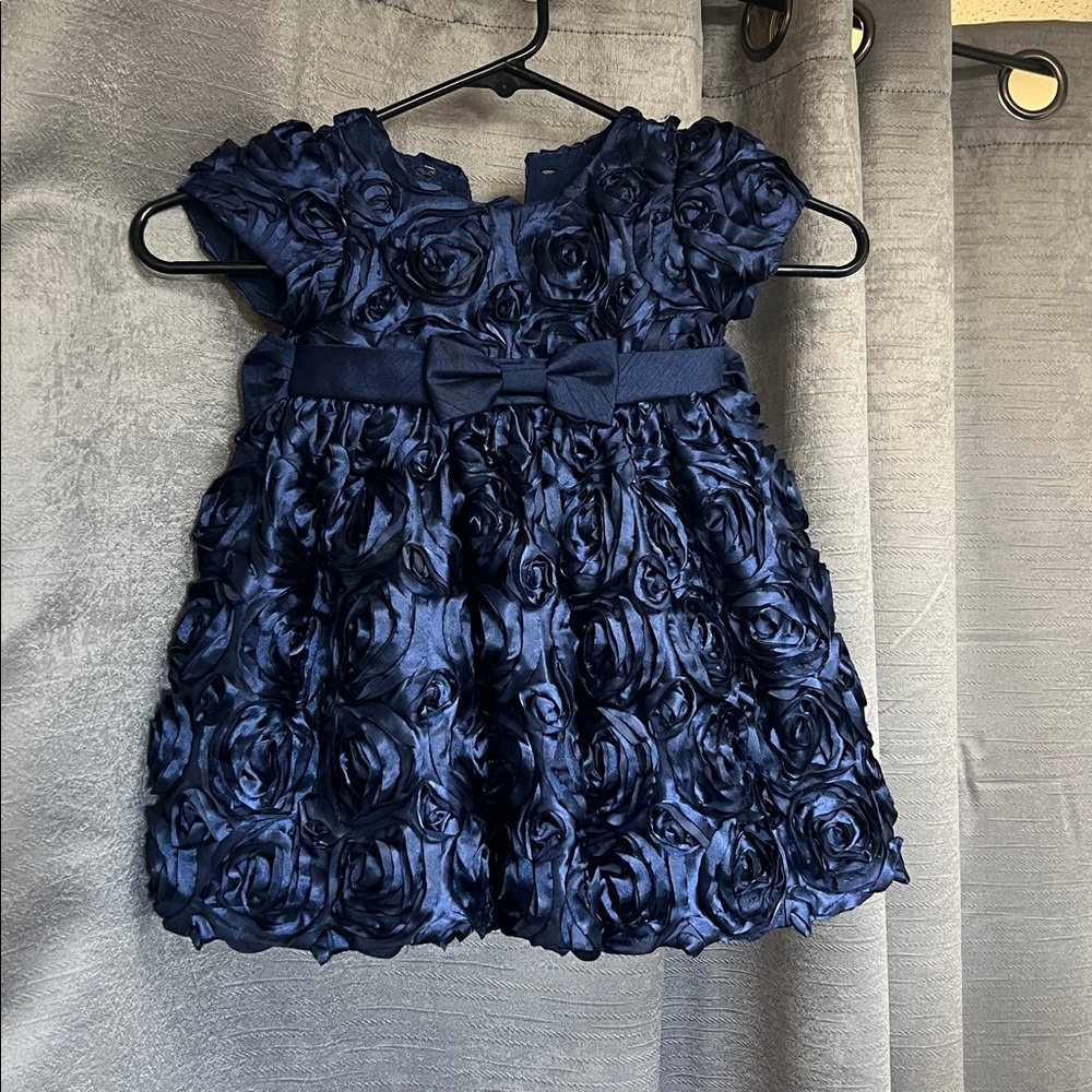 Elegant Blue Floral Kids Dress